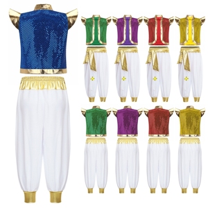 Trajes de Príncipe Árabe para Niños de 6 a 16 Años, Vestuario Metálico con Pantalones para Baile de Salón Estándar, Ideal para Festivales y Actuaciones Escénicas - Product Image 1