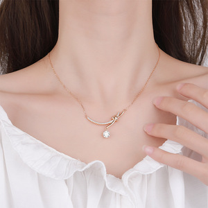 SPJ fina moda plata 925 Original diamante prueba pasado 1 quilate corte brillante D Color Moissanite Bowknot colgante collar - Product Image 3
