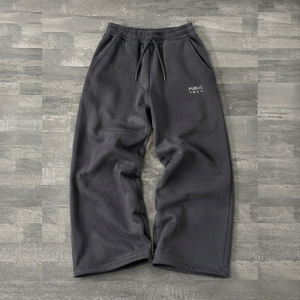 Custom Logo Streetwear French Terry Sweat Track Pants Jogger Heavyweight Loose Fit Wide Straight Leg Flare Men Baggy Sweatpants - Product Image 1