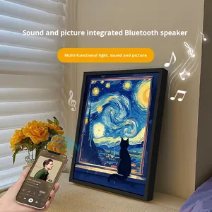 Van Gogh Cat Series Modern Art Cute Creative Metal Bluetooth Speaker Lighting Gift Birthday <b>Present</b> for Girls Best Friends Sense - Product Image 4