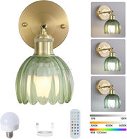 Applique Murale LED Minimaliste Nordique E26 Dimmable en Laiton pour Chambre à Coucher avec Abat-jour en Verre en Forme de Bouton de Fleur Garantie 3 Ans Durée de Vie 50000 Heures