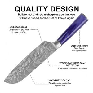 Premium Japanese Ultra <b>Sharp</b> Laser Damascus Pattern <b>Kitchen</b> <b>Knife</b> Accessories Stainless Steel Santoku Utility Slicing <b>Knives</b> Set - Product Image 2