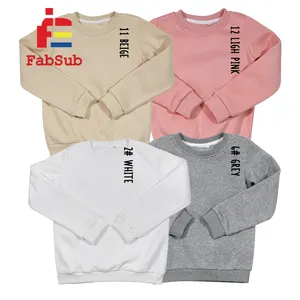 Blanks personnalisés pour enfants Impression personnalisée Pastel couleur unie Sublimation Kids Nourrissons Sweatshirt Polyester Crewneck Sweatshirt