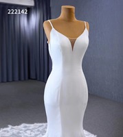 FEISHILUO moderne ivoire sirène robe de mariée longue Train & Spaghetti sangle dentelle Appliques décoration crêpe tissu robe pour les mariées