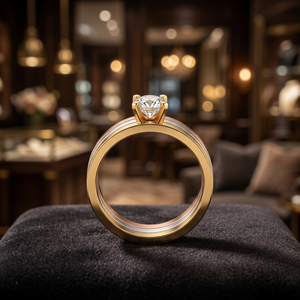 18K Gold Plated Stainless Steel Zircon <b>Couple</b> <b>Ring</b> Round Stone Claw Setting Wedding Engagement Jewelry - Product Image 2