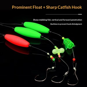 Ensemble de pêche à la traîne pour poisson-chat pré-monté avec flotteur coulissant en mousse EVA, perles de ligne, hameçon circulaire décalé et flotteur vertical pour la pêche en bateau en mer - Product Image 3