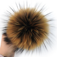 15cm grande taille fourrure pompon boule vraie fourrure de raton laveur pour bonnets fourrure pompons boule