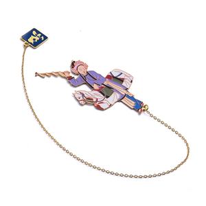 Marcapáginas Plegable de Cartulina Azul con Imágenes de Figuras Tradicionales Chinas y Colgante, Varios Estilos - Product Image 6