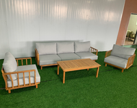 Ensemble de canapés modernes et confortables en bois de teck KD pour salon de jardin et extérieur - 5 places - Promotion