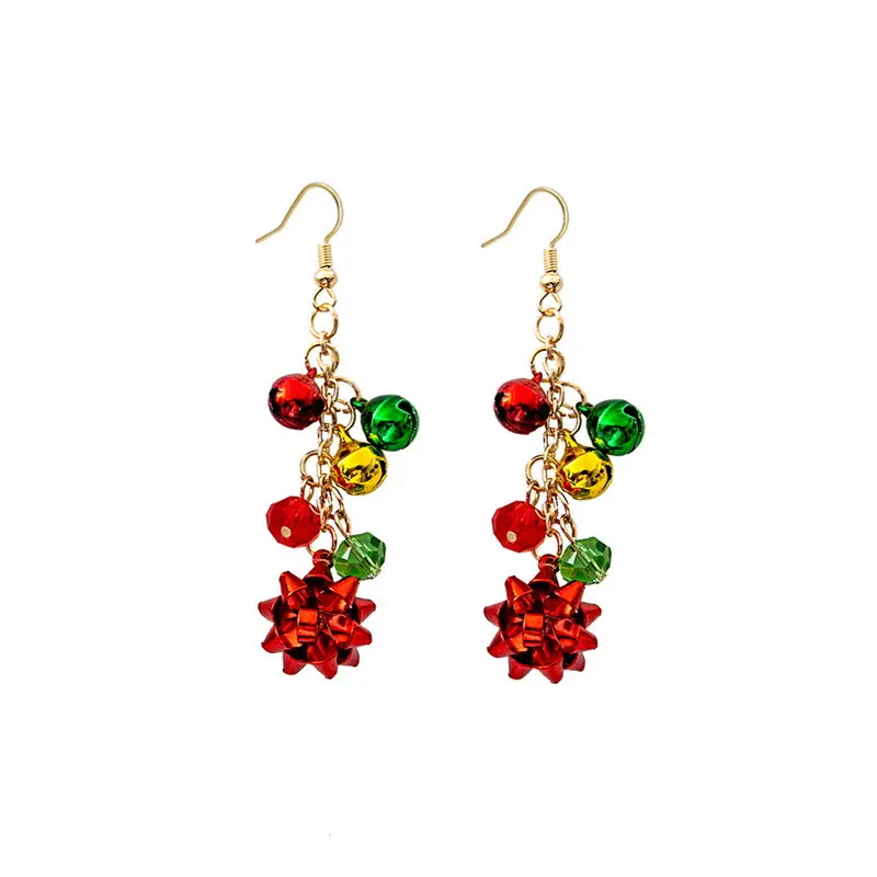 KOMI vente en gros de boucles d'oreilles de Noël déclaration mode Noël rouge vert or boule fleurs longues boucles d'oreilles pour Noël