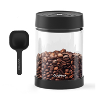 Bocal de conservation sous vide en verre borosilicate de haute qualité 250g/8.8oz, récipient hermétique en ABS et gel de silice avec cuillère à café