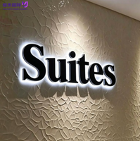 Lettres lumineuses LED en acier inoxydable, lettres rétroéclairées personnalisées pour la décoration de restaurants, hôtels et devantures de magasins