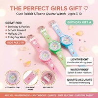 Montre pour enfants pas chère en silicone, petit lapin blanc, montre à quartz pour filles, dessin animé