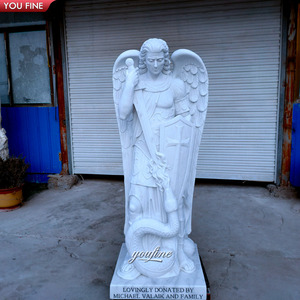 Famoso giardino all'aperto intagliato a mano angelo marmo san <span class=keywords><strong>Michael</strong></span> la statua di arcangelo in vendita - Product Image 5
