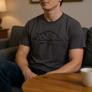 เสื้อยืดลายกราฟิก Not Today Cat สีเทาเข้ม สำหรับผู้ใหญ่ ไซส์กลาง - Product Image 3