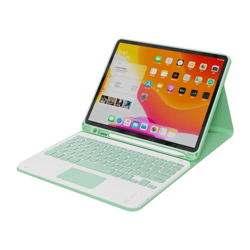 Darbeye dayanıklı Touchpad klavye Samsung kılıfı IPad Mini 1/7/8/9 baskılı PU deri TPU/PC Metal malzeme 10.2 inç boyutu