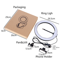 Kalio I019 Anneau lumineux LED 10 pouces à intensité variable 3200K-5600K pour photographie et maquillage avec support de téléphone USB et construction en aluminium