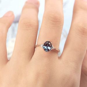 Anillo de Compromiso de Boda de Plata de Ley 925 Chapado en Oro Rosa con Circonita Cúbica Ovalada Dulce Sueño - Product Image 6