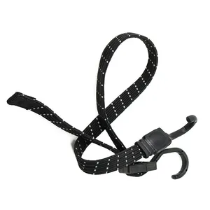 Reflexiertes elastisches Gepäckseil Bungee-Stretch Cord einstellbar 18 mm breit flaches Bungee-Gürtel Kordel mit Kunststoffhaken