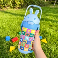 Gobelet à paille pour enfants en plastique PP résistant à la chaleur et aux hautes températures, avec couvercle en forme de lapin, personnalisation du logo ; portable