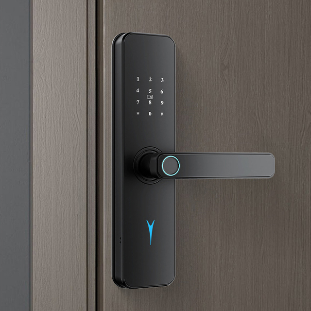 Aluminum Alloy Biometric Fingerprint App Wood Door Digital Smart Wifi Tuya Lock for Apartment Hotel Home