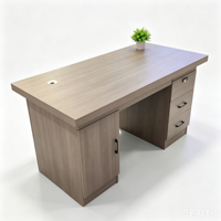 Bureau de direction moderne en bois de noyer avec tiroirs verrouillables et armoire de rangement 140 cm pour bureau à domicile