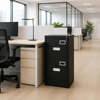 Armoire de classement verticale élégante à 2 tiroirs, format lettre, noire, verrouillable, en métal et acier, pour bureau