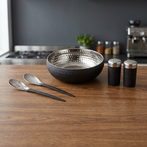 Ensemble de bols à mélanger et de serveurs à salade en acier inoxydable de qualité supérieure en gros, design sel et poivre - Product Image 3