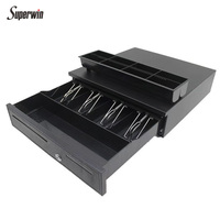 SuperWin LAS-410 Hochleistungs-POS-Kassenschublade aus 405 Stahl mit USB und verstellbarem 5/8-Fach-Einsatz für den Einzelhandel und Kassenbereich