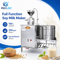 Machine à lait de soja commerciale GenJet 100L, grande capacité, en acier inoxydable, production de 200 kg par heure, chauffage au gaz