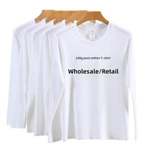 T-shirt a maniche lunghe pesante da 220g, all'ingrosso, abbigliamento da lavoro, vestibilità ampia e oversize, outfit per <span class=keywords><strong>coppia</strong></span>, fai da te, maglia base per inizio autunno - Product Image 1