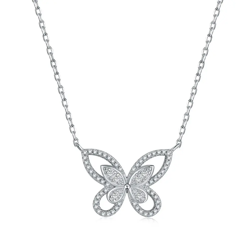 Fine fashion dainty statement 925 sterling silver butterfly jewelry necklaces for women
