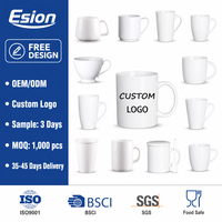 Mug à café en céramique personnalisé OEM ODM avec logo, en porcelaine fine, blanc mat, empilable, commande en gros, directement de l'usine