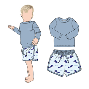 Nuovi Costumi da Bagno per Bambini in Vendita all'Ingrosso, Set 2 Pezzi con Maniche Lunghe e Pantaloncini, per Giocare in Spiaggia in Estate - Product Image 3
