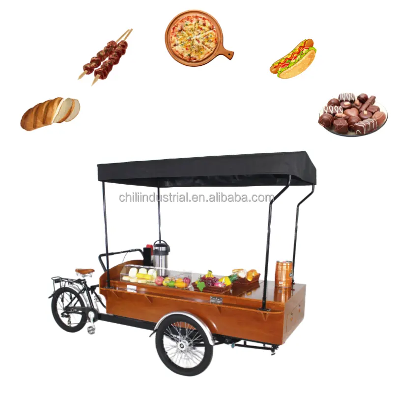 Gasoline Ice Cream Mobile Tricycle Bike Food Cart for Sale Tricicle Truck Europe Petrol USA Cooking Fruit Carts Customized Color