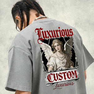 Camiseta de Algodón Negra de 250 g/m², Cuello Redondo, Manga Corta, Lisa, Lavada, Estilo Urbano, con Diseños de Impresión por Transferencia y Estampado Personalizado - Product Image 3