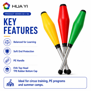 Professionele multicolor jongleerclubs <span class=keywords><strong>set</strong></span>, anti-val, duurzaam plastic, educatieve jongleerpinnen voor beginners & kinderen, show attributen - Product Image 2