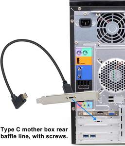 1ft 30cm右左角度90度<span class=keywords><strong>USB</strong></span> <span class=keywords><strong>3.1</strong></span> 60WタイプC男性-女性拡張充電同期ケーブルパネルマウントねじ穴付き - Product Image 4