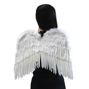 Ala de Ángel blanca para niños y adultos, diadema con alas de plumas,  disfraz de varita para fiesta de Navidad de Halloween, 3 unids/set