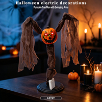Figurines de citrouilles et de fantômes d'Halloween transfrontalières 2026, visages amusants de citrouilles fantômes, décorations électriques qui bougent, jouets de fête