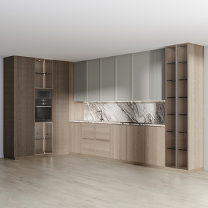 Ensemble d'armoires de cuisine en bois moderne en forme de L Laquées Cuisine compacte Armoire de cuisine pour appartement Fabriqué en Chine - Product Image 3