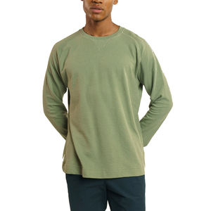 Camiseta de manga larga para hombre, de algodón de alto gramaje, corte regular estructurado, lisa, con silueta definida, caída pulida y tejido bordado. - Product Image 5