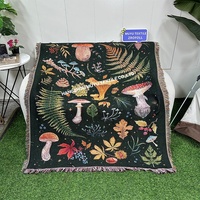 Taille personnalisée tissé tapisserie couverture champignon nature jeter tapis et jeter couverture unique couverture personnalisée