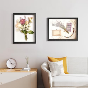 Cadre en Bois MDF Noir et Blanc pour Décoration Artistique, Profondeur 5 cm, Boîte à Ombre 3D 6x6 8x8 Carrée avec Verre - Product Image 2