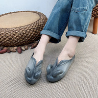 Chaussures Croissant à semelle souple, confortables, à talon plat, style ethnique rétro pour femmes