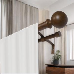 בית אופנות מתכת קצוות מוט Drapery כפול ייצוא להארכה עמוד חלון עץ גרגר עם כדור לוילון דרום אירופה - Product Image 2