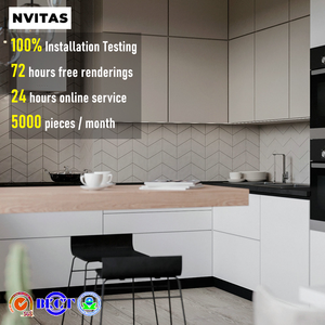 Nvitas thiết kế hiện đại trắng Modular ván ép rắn kháng nấm bếp đảo tủ cho căn hộ biệt thự với bồn rửa sống - Product Image 1