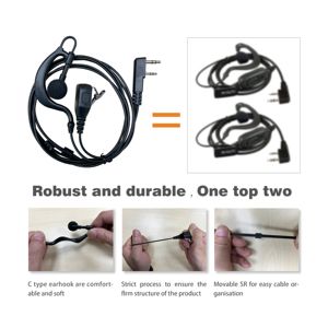 Fabricant prix usine talkie-walkie casque avec micro compatible Kenwood radios 2 broches en forme de G crochet d'oreille (6 ensemble/<span class=keywords><strong>noir</strong></span>) - Product Image 4