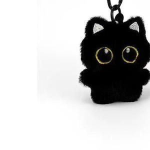 Porte-clés personnalisé QX Super Factory : Pendentif chat noir en peluche unique en coton – Jouets haut de gamme - Product Image 5