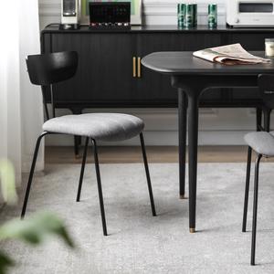 Dining Chair With <b>Backrest</b> Brown Leather Seat Wooden Back Metal Legs For Living Room Home Use Nordic Style - Product Image 3